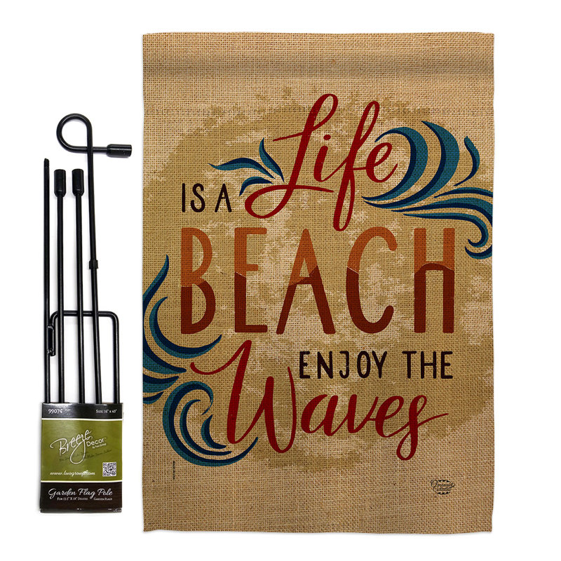 Ensemble de drapeaux en polyester 19 x 13 po Life Is a Beach