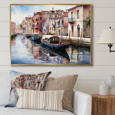 Beige Canal Watercolor Whimsy II, reproduction d'art sur toile