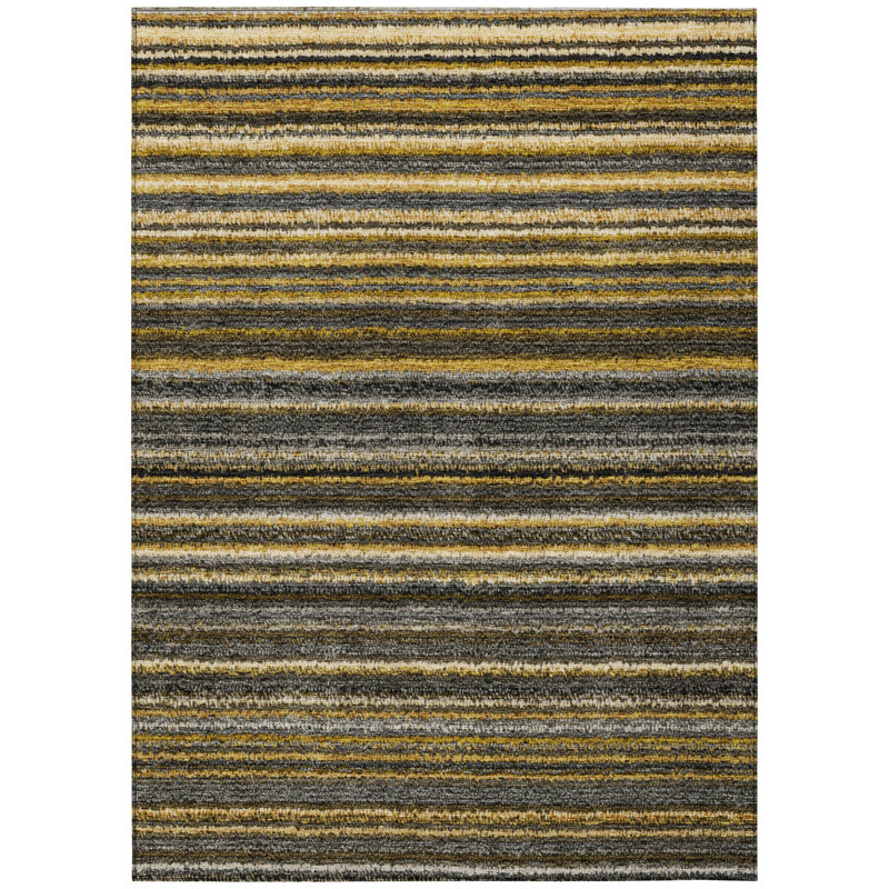 Tapis intérieur lavable rayé beige et blé doré 10 pi x 14 pi