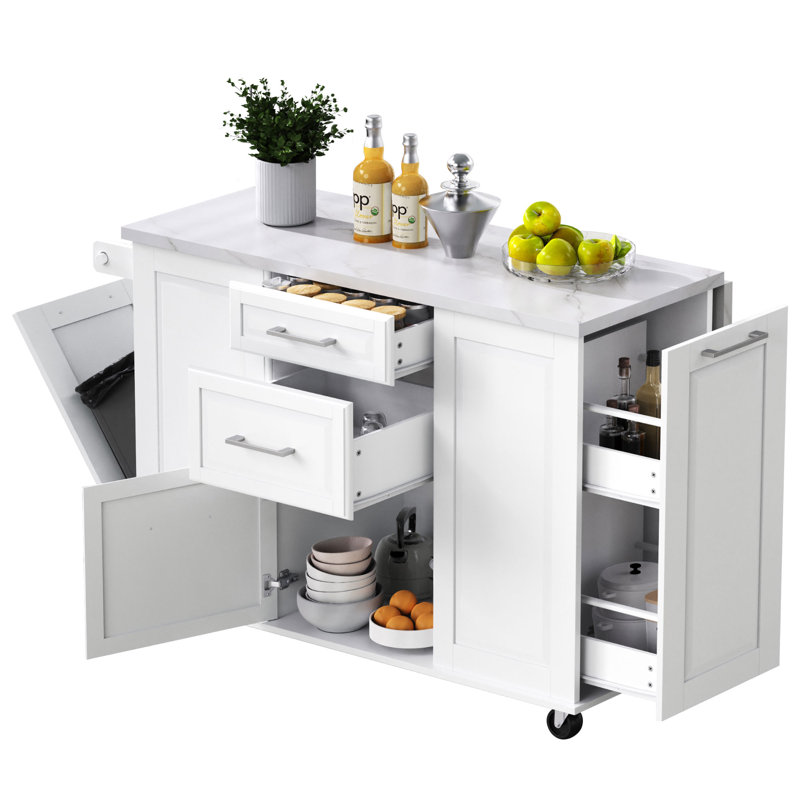 Îlot de cuisine 50,7 po Ardell, Blanc