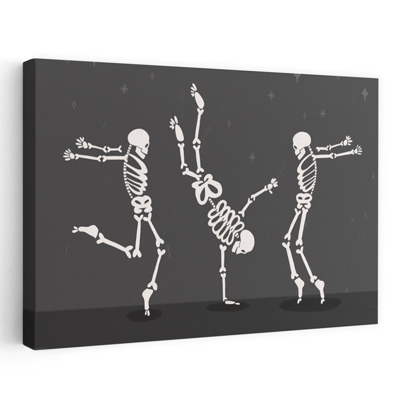 «Dancing Skeletons II», art contemporain abstrait, H 24 po x l 36 po