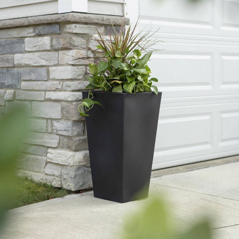 Step2 Tremont Square Tall Tapered Plastic Outdoor Planter, Concrete, 2