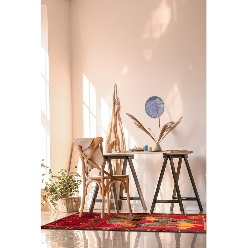 Tapis rouge Teimani 3 pi 5 po x 6 pi 4 po