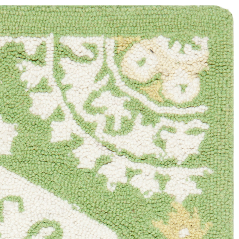 Holmsten Hand Hooked Wool Pile Floral Rug, Rectangle 1'8" x 2'6"