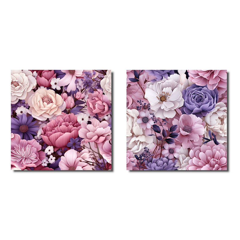 Ensemble de 2 motifs floraux Hafer Springtime Blossoms, H 30 po x l 61 po, Toile tendue