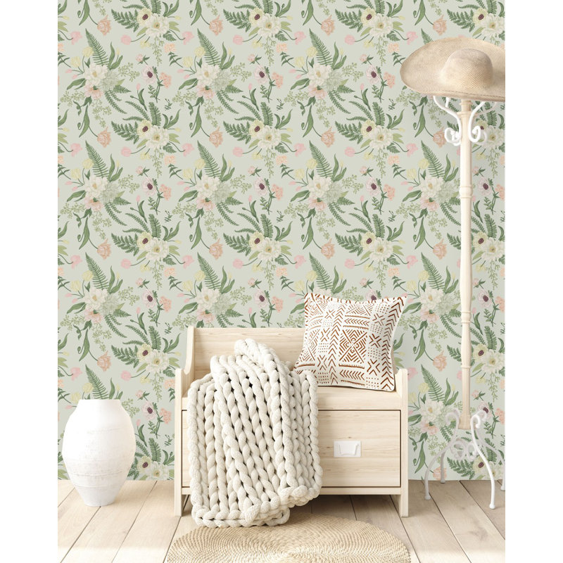 Peel & Stick Floral Tile, 2.08' W x 18.75' L