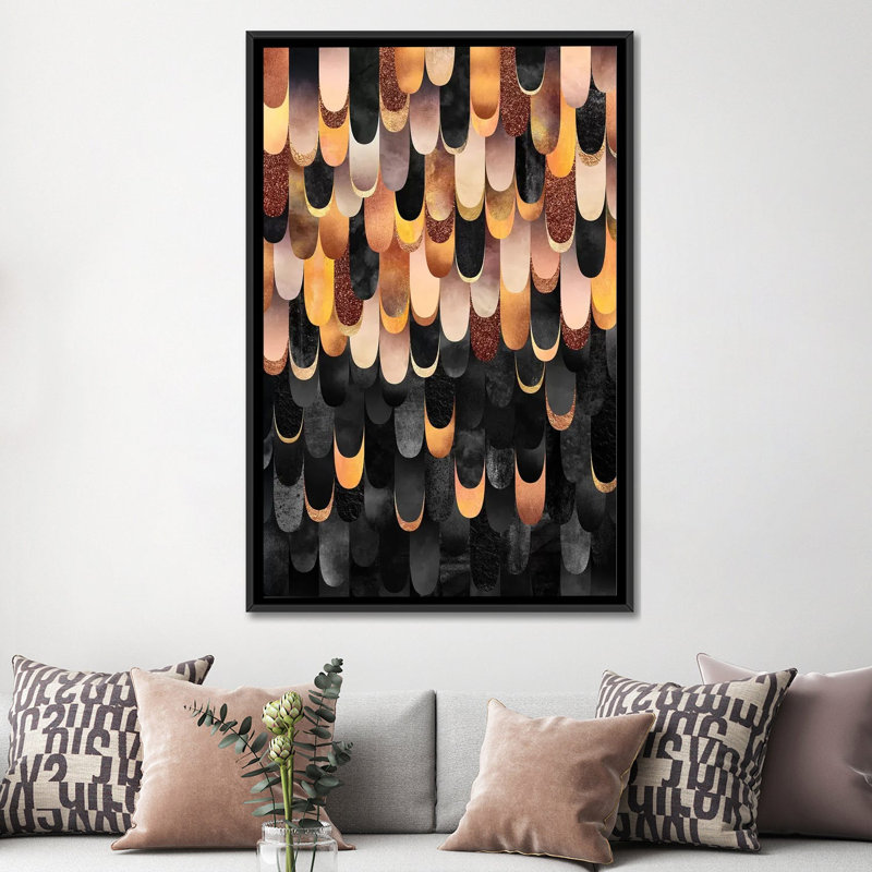 «Feathered - Copper & Black» par Elisabeth Fredriksson - impression sur toile tendue, H 26 po x l 18 po x P 1,5 po