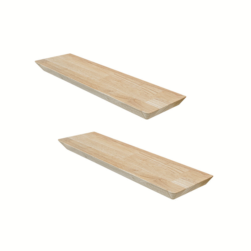 Tablette flottante en bois massif 2 pièces Chikita, H 1,5 po x l 30 po x P 7 po, Hévéa naturel