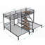 Lit superposé simple en métal avec tablettes de rangement et amp; Escalier, aucun sommier requis, durable pour la chambre à coucher