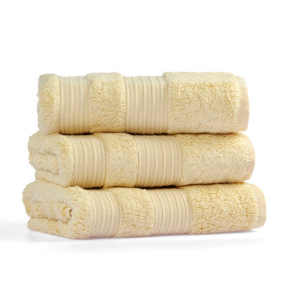 Serviette de luxe, 30 x 19,7 po, jaune | 60% coton / 40% bambou, 20,3 oz / m² | Ultra-doux, très absorbant, lavable à la machine | Parfait pour un usage au spa, à la maison et en voyage; instructions d'entretien doux
