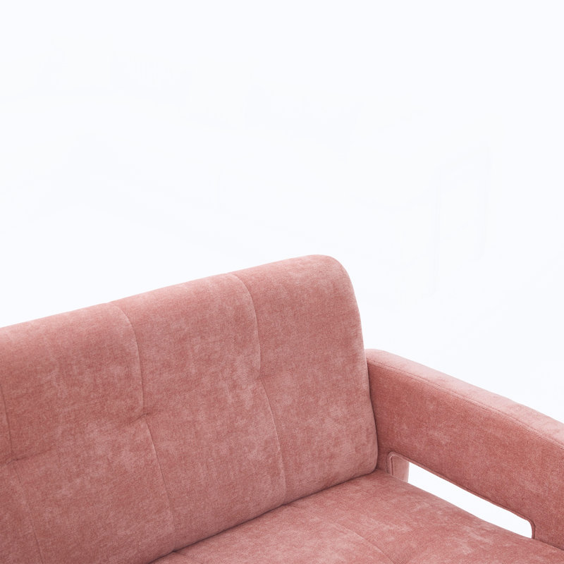 Canapé rembourré de loisirs avec sièges doubles et accoudoirs confortables, Rose
