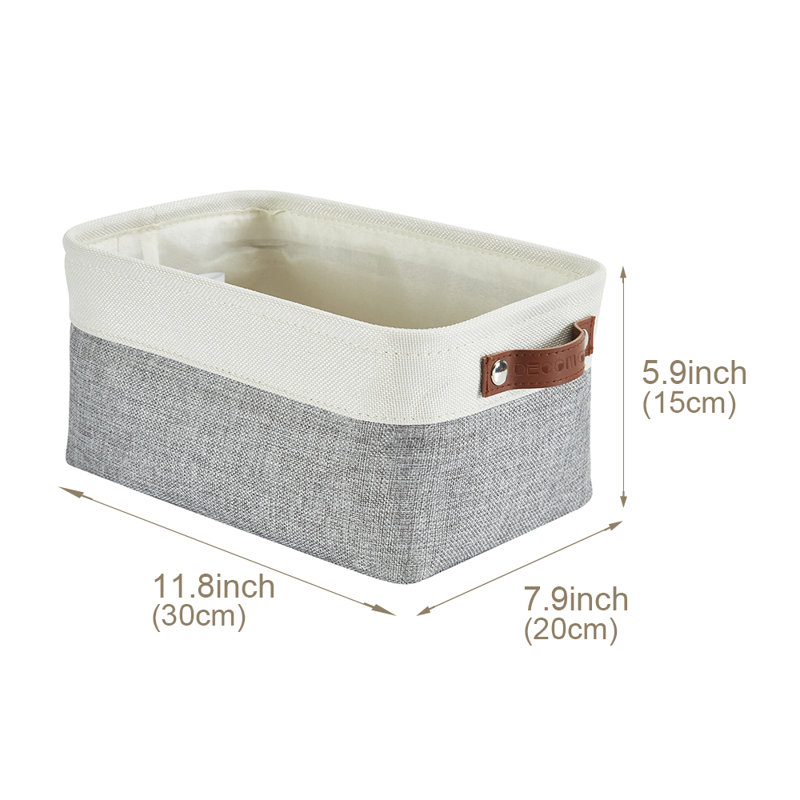 Decomomo Foldable Storage Bin | Collapsible Sturdy Cationic Fabric Storage Basket Cube W/Handles, Gray/White