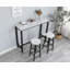 Table de bar en faux marbre noir avec 2 chaises de bar pour la maison, la cuisine et le bureau-1731046357