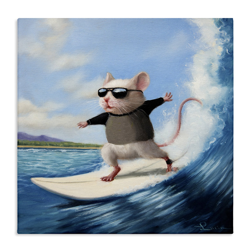 «Cool Surfer Mouse» par Lucia Heffernan, H 17 po x l 17 po