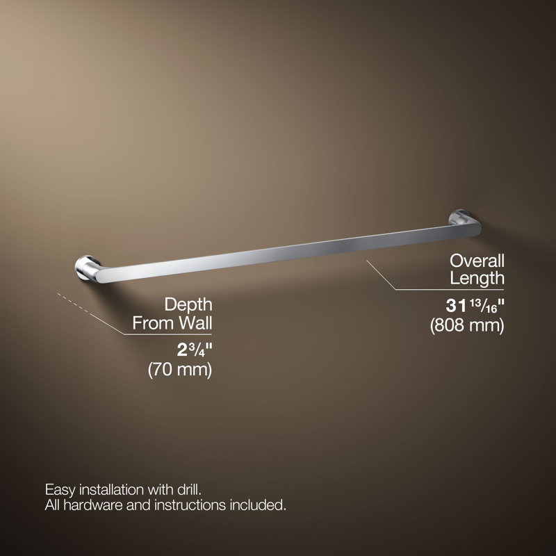 Avid Towel Bar, 30"W, Polished Chrome