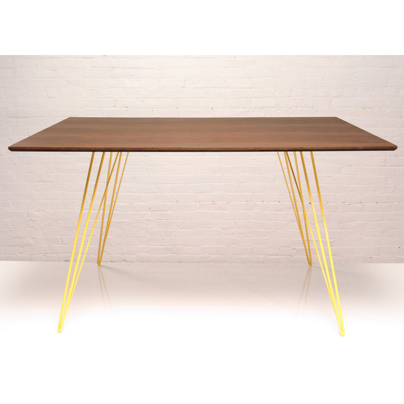 Table de salle à manger Williams, H 30 po x L 46 po x l 40 po, Jaune, Noyer