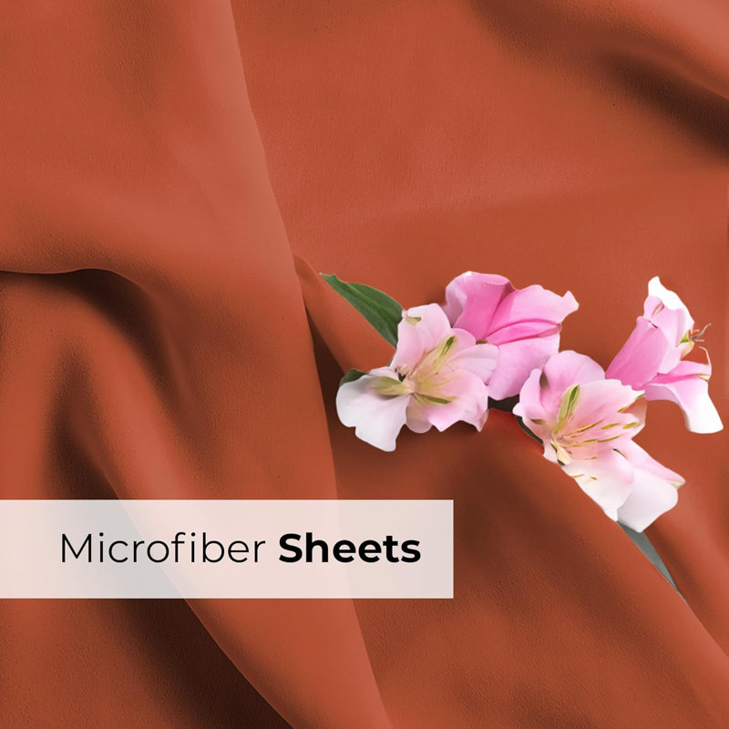Extra Deep Pocket Sheet Set, Cooling & Breathable Bed Sheets, Soft Hotel Luxury Bedding, Fits 18–24 Inch Mattress, Terracotta