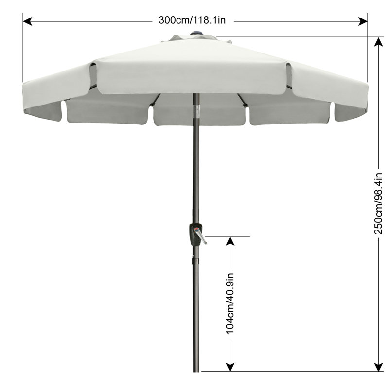 Parasol de marché 9 pi Hobert, Beige clair, H 96,4 po x l 118 po x P 118 po