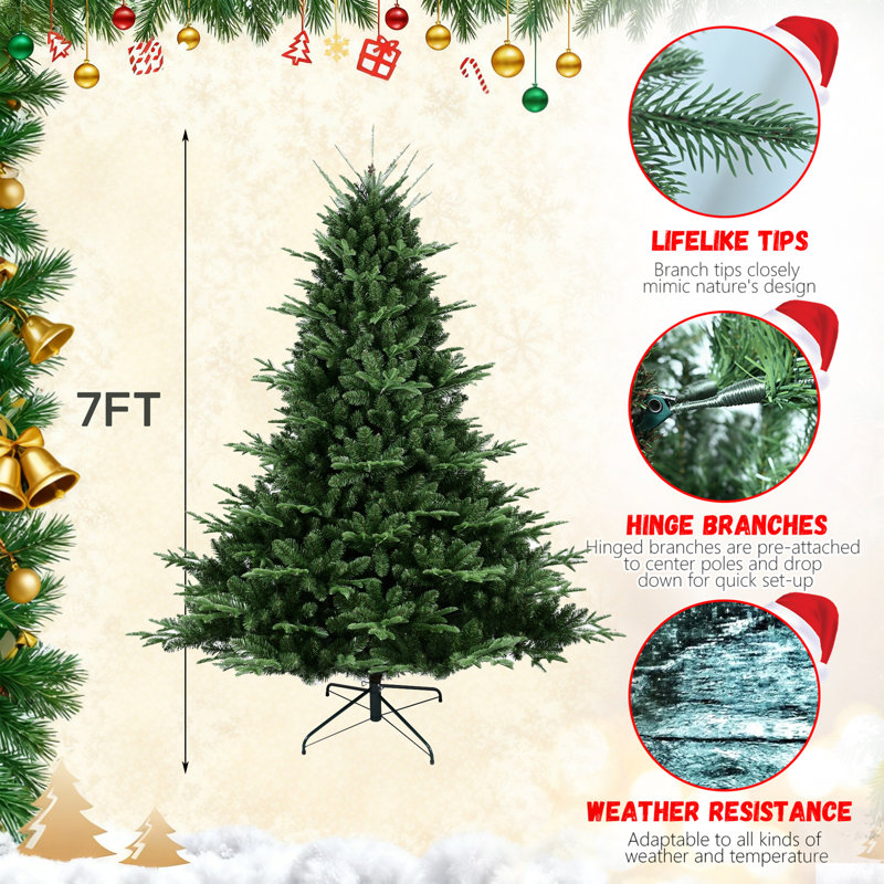 Arbre de Noël artificiel épinette de luxe dense et réaliste Luxury, H 7 pi, Non