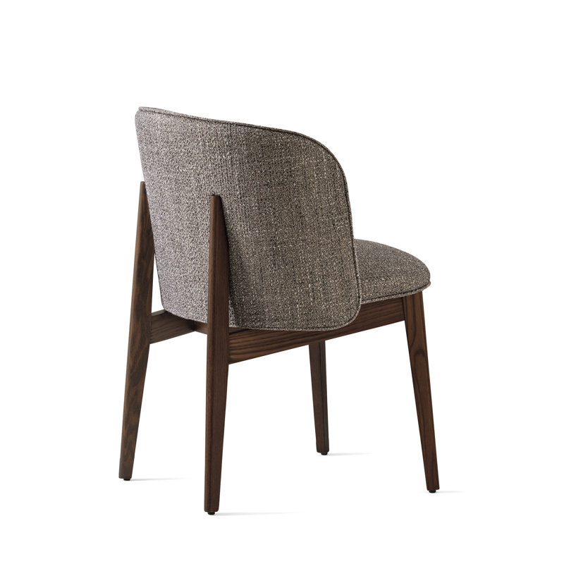 Abrey Upholstered Armchair with Wooden Base, Taupe, Smoke