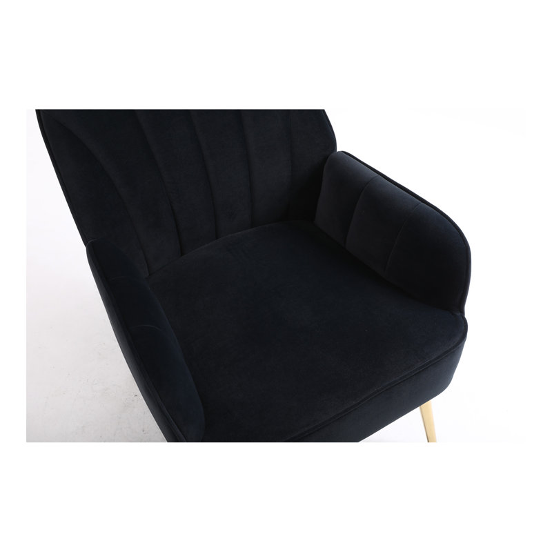 Fauteuil en sherpa de style moderne Mid-Century, Noir, Doré