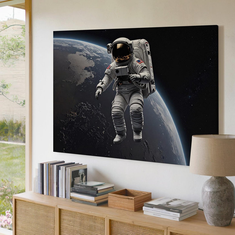 Toile, art solitude dans l'espace, astronaute flottant dans le vide infini, prêt à accrocher, galerie, décoration moderne