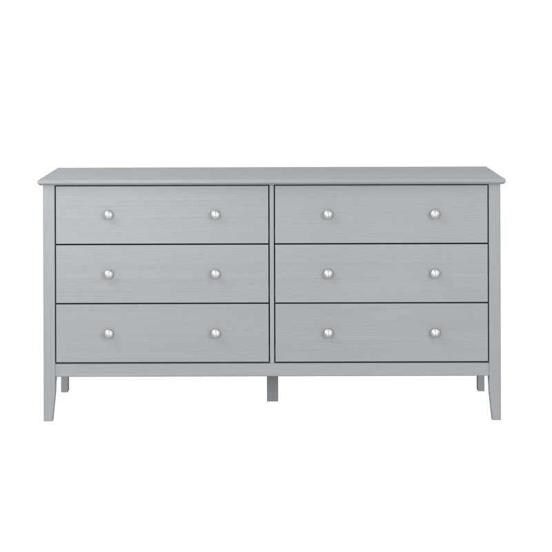 Commode 6 tiroirs Arzell, Gris clair