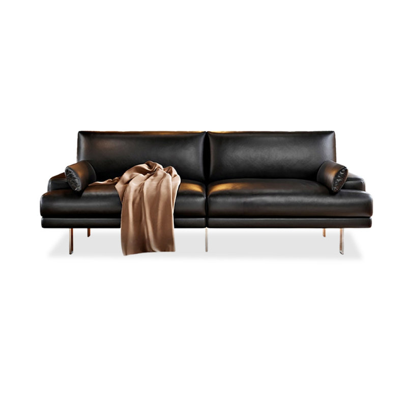Causeuse-coussin modulable noire en cuir véritable, L 86,61 po