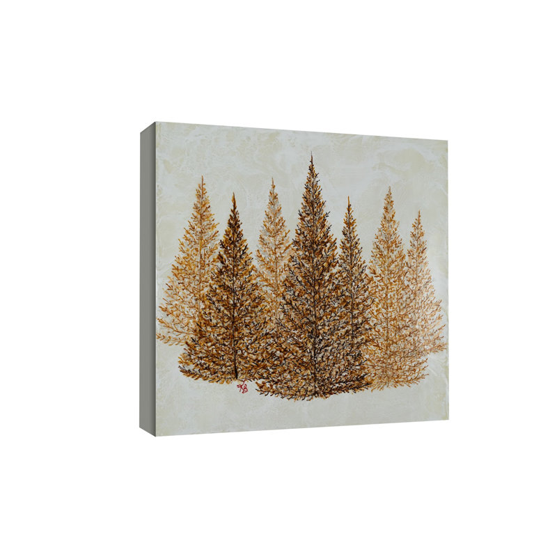 "Gilded Pines", art mural sur toile, H 12 po x l 12 po, Toile tendue