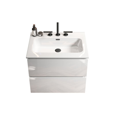 Modern Ceramic Bathroom Sink - Glossy White Finish, 3 Predrilled Faucet Holes, Resists Stains And Build-Up For Bathrooms Easy To Clean