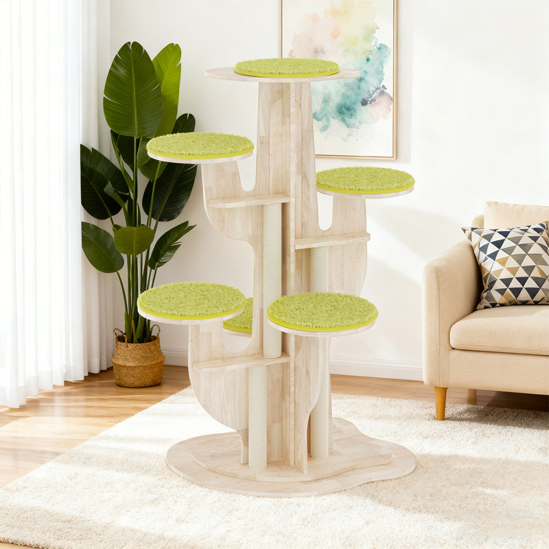 Creative Solid Wood Cat Tree, 36.21" H x 23.61" W x 17.12" L