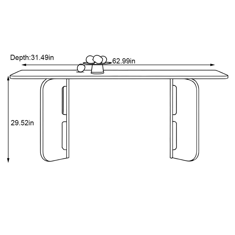 French style retro black rectangular dining table, 29.52"H x 62.99"L x 31.49"W
