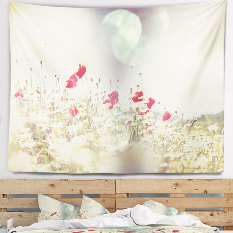 Tapisserie rouge et blanche coquelicots, H 50 po x l 60 po