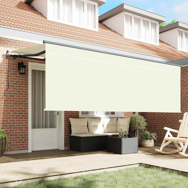 Brayden Studio 400cm W x 200cm D Polyester Cover Retractable Door / Window Awning, Cream/Anthracite