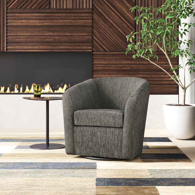 Fauteuil demi-tonneau pivotant en polyester 30,5 po Anrea, Gris anthracite Hapden