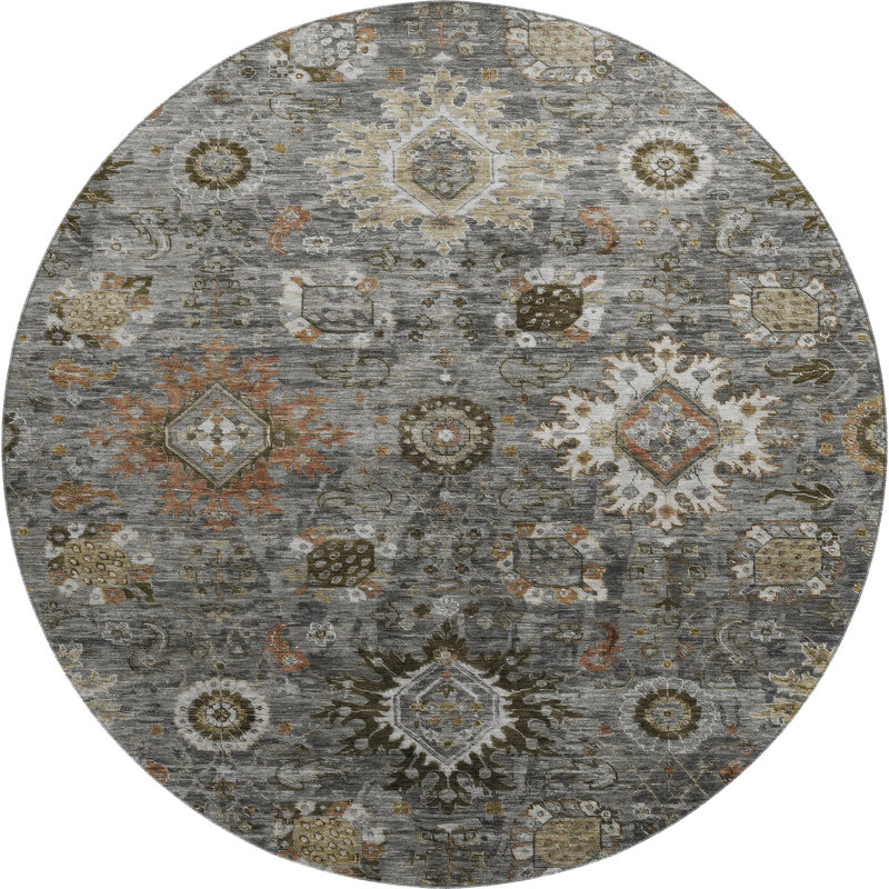 Premium Machine Washable Alaina AMF1927 Global Rug, Round 8'