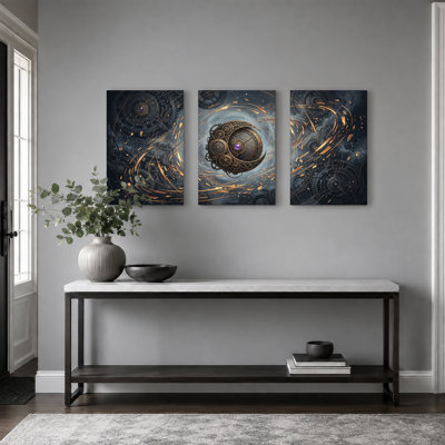 Ensemble d'art mural sur toile Steampunk Gear Moon