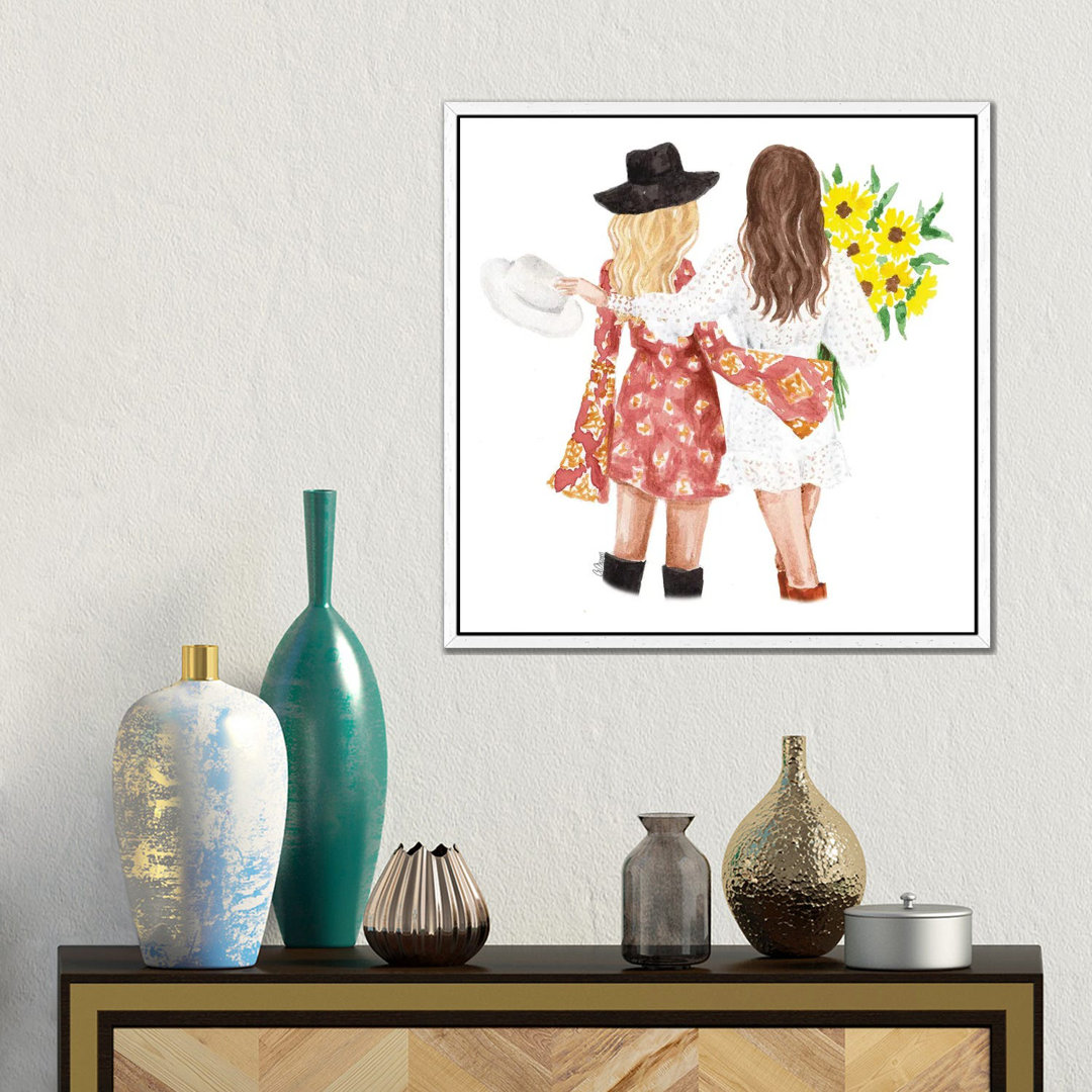 Beste Freunde mit Sonnenblumen von Style Of Brush - Gallery-Wrapped Canvas Giclée