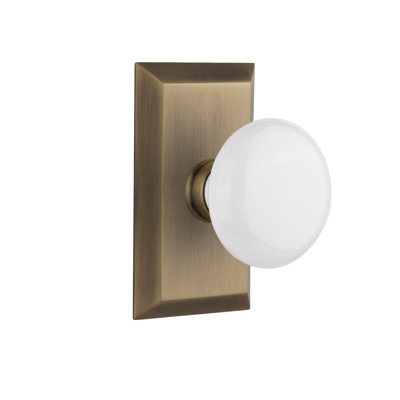 Plaque Studio avec poignée de porte en porcelaine blanche