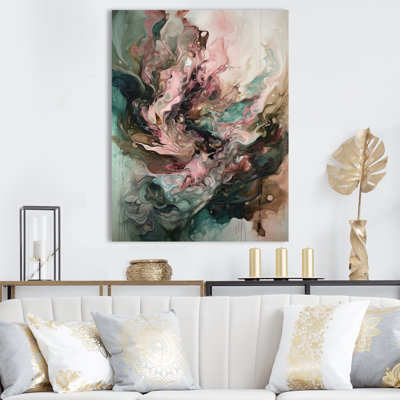 Pink Green Inner Worlds Of Marble III - Abstract Geometric Framed Wall Art