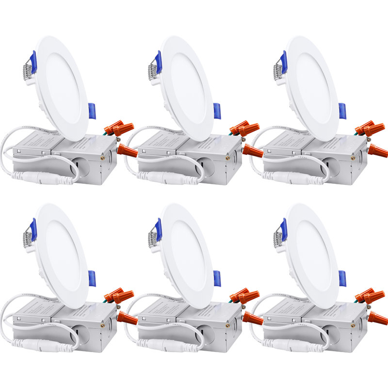 Éclairage encastré 10W à DEL 4 pouces avec boîte de jonction, blanc chaud 3000K, intensité réglable de 5% à 100%