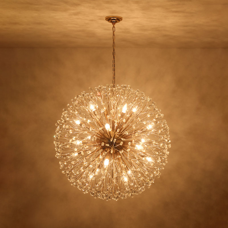 20-Light 35.43'' Dandelion Sputnik Crystal Sphere Chandelier