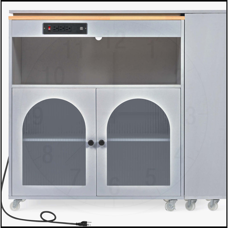 Versatile Rolling Kitchen Island with Multiple Functionalities and Stylish Design, Gray Blue
