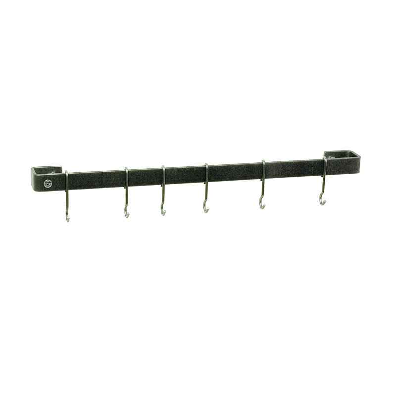Utensil Bar Handcrafted Wall Mounted Pot Rack, Hammered Steel, 3" H x 42" W x 3" D