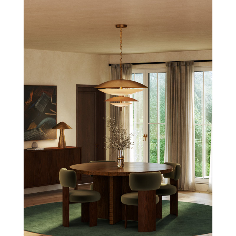 Prescott 2 - Light Chandelier, Vintage Brass/Opal Matte Glass