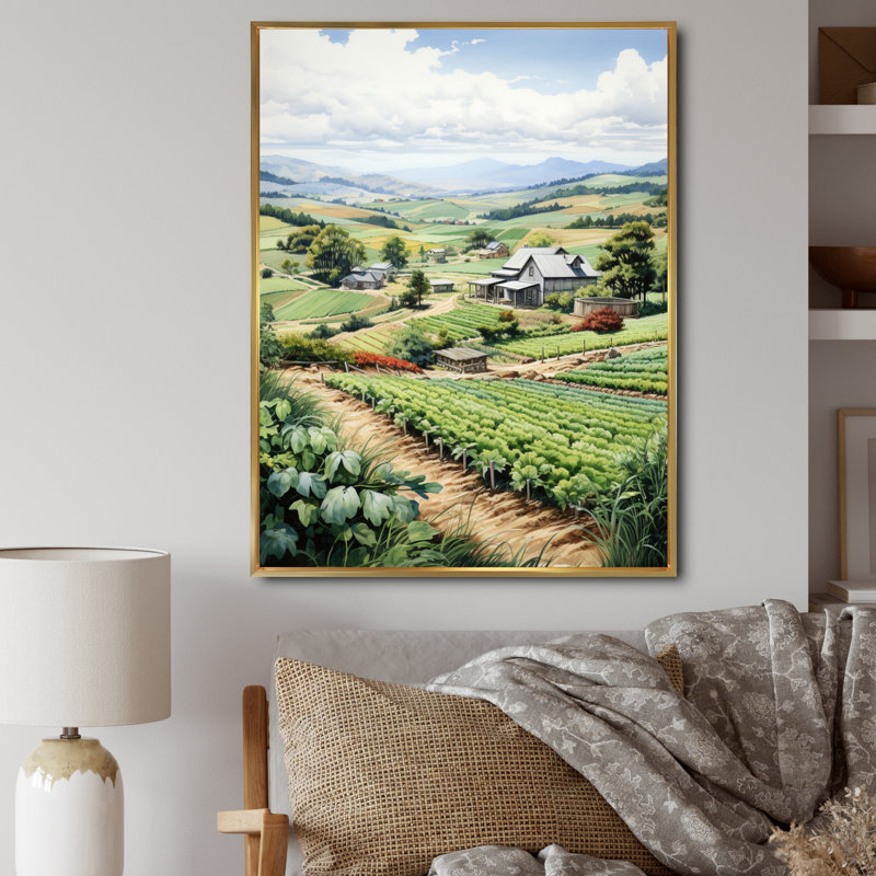Farmhouse Country Serenade II - impressions sur toile, paysage et nature, H 32 po x l 16 po x P 1 po, Cadre flottant doré