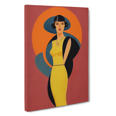 Woman In Art Deco No.5 - Wrapped Canvas