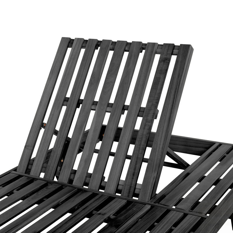 Méridienne pliable en bois d'acacia 2/3 avec dossier réglable et surface de rangement plate pour une détente en plein air
