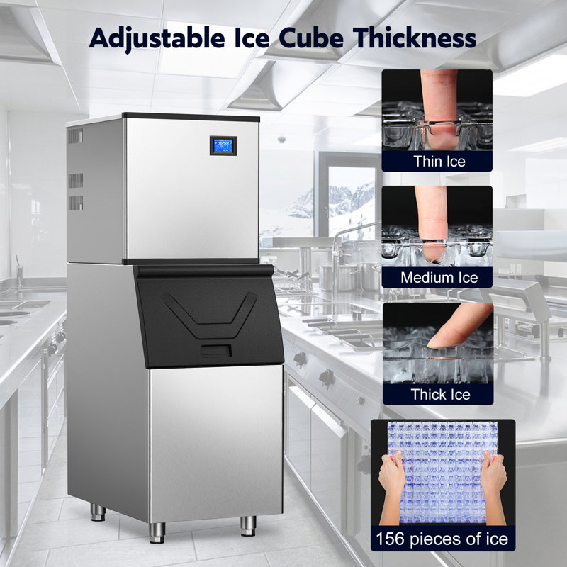 Commercial Silver Stainless Steel Freestanding Ice Maker with 450 lb Daily Production