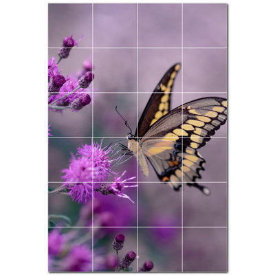 Butterfly Photo 6 in. x 6 in. Ceramic Decorative Mural